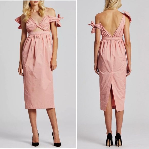 Alice McCall Dresses & Skirts - Alice McCall Love Is Greed Ballet Pink Cut Out Bow Shoulder Midi Dress 2